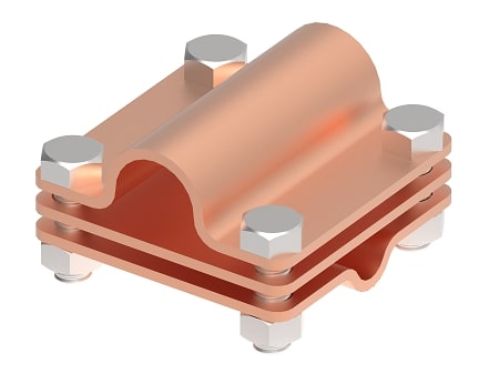 Křížová spojka d8-10/b40/D20 4 šrouby 65x65 Cu