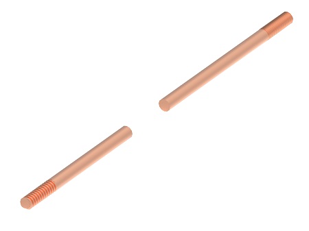 Poměděná zemnící tyč L-2000 se závitem 3/4".